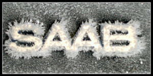 SAAB emblem with ice crystals